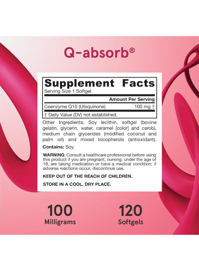 jarrow formulas Q-absorb Ubiquinone Co-Q10 100 mg, Dietary Supplement, Antioxidant Support for Mitochondrial Health, Cellular Energy Production and Cardiovascular Health, 120 Softgels, 120 Day Supply - Image 3